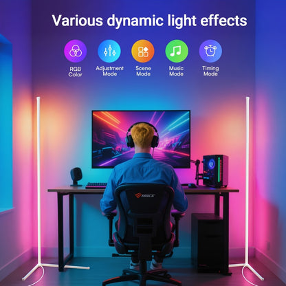 56-Inch RGB Corner Floor Lamp in One- or Two-Piece Options with Remote, App and Button Controls