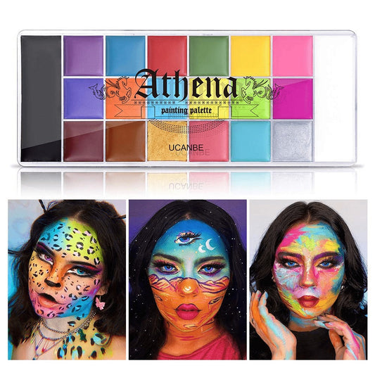 Oil-Based Face Body Paint Palette 20 Colors 168g - Halloween SFX Makeup Kit Black White Flash Tattoo Cosplay Festival Stage Artist Professional Full Size