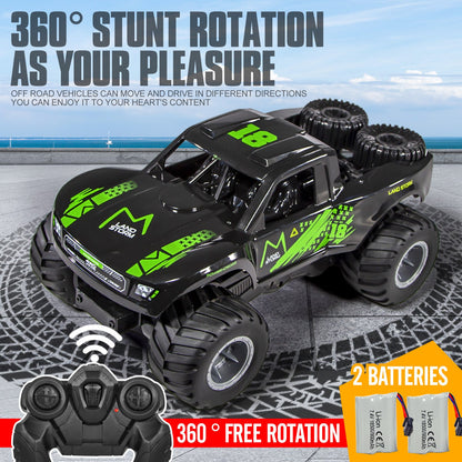 RC Monster Truck or Pickup 1:16 Scale in Five Body and Color Styles with 4WD Layout and Two Rechargeable Batteries