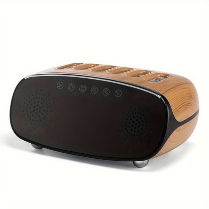 Humidifier with Bluetooth Speaker, LED Display & Alarm Clock - High Mist Output, Remote Control, Wood Grain Cool Mist Humidifier for Bedroom, Living Room & Home Office Decor