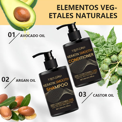 Keratin Smooth Shampoo and Conditioner in 200mL Pump Bottles with Duo, Shampoo-Only or Conditioner-Only Options