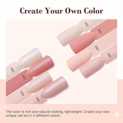 Dip Powder Nail Kit 4 Colors Glitter Nude Shades French Manicure Set with Base Coat Top Coat Activator No Lamp Needed Long Lasting Salon Quality Gift for Women