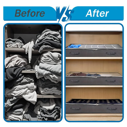 Storage Bag Set, 90L Under-Bed Organizers in 4- or 8-Pack Options with Clear Windows, Two-Way Zippers and Handles