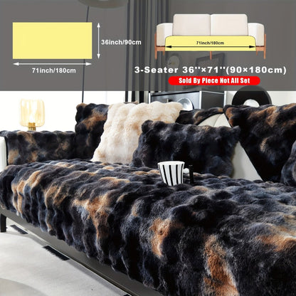 Sofa Cover, Faux-Lamb Plush Gradient Couch Pad in Five Colors with Armchair, Backrest and Seat Sizes