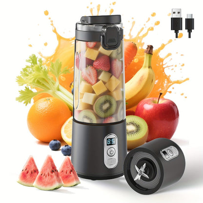 Portable Blender with Clear Cylindrical Cup, Digital Timer Display, Flip-Up Handle and Three Color Options