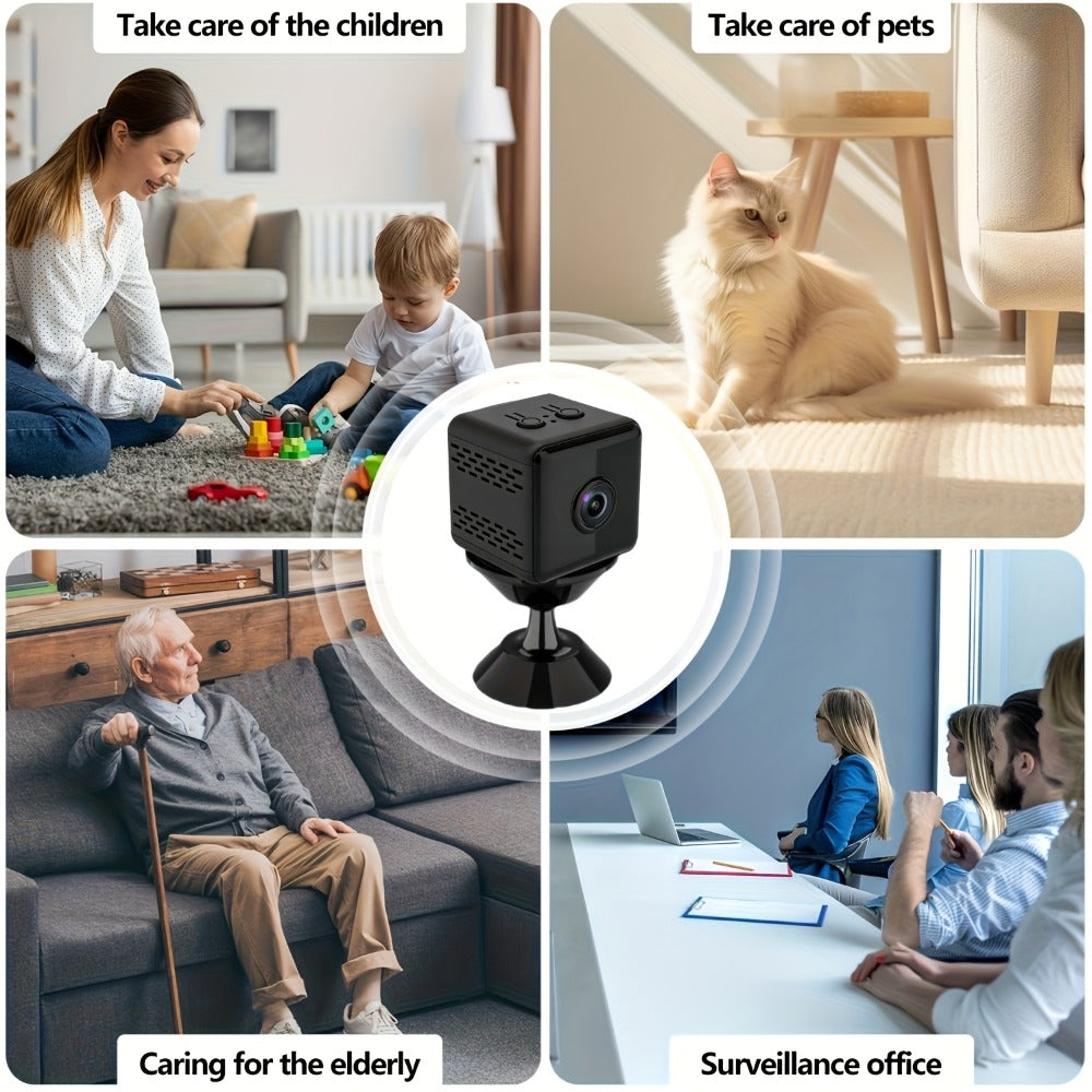 2K Mini Magnetic Security Camera, Continuous Video Recording, Night Vision, 2.4G WiFi, USB & Battery Dual Power