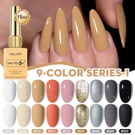 Gel Nail Polish XEIJAYI 9-Piece Fall-Winter Sets in 7 Numbered Palettes with LED Cure for Nail Art