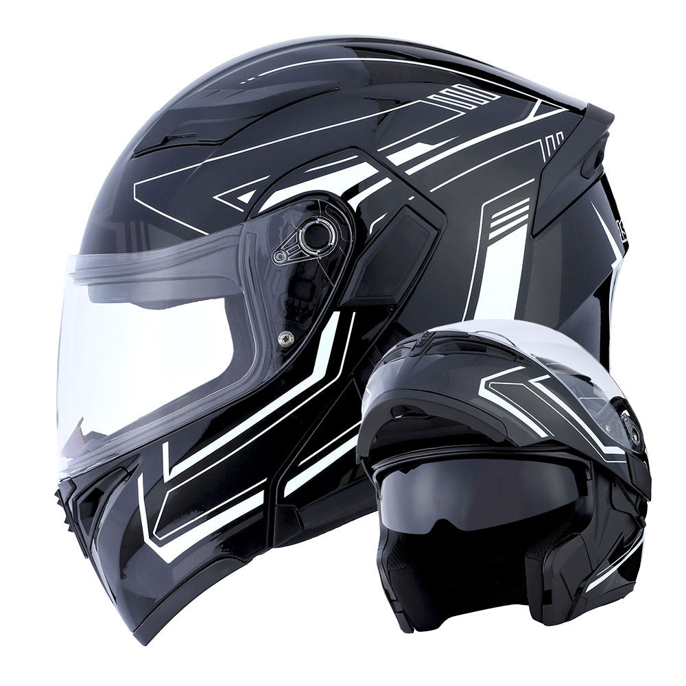 Motorcycle Modular Full Face Helmet Flip Up Dual Visor Inner Smoked Shield Lightweight Aerodynamic Thermoplastic Shell Removable Washable Interior for Men Women, Multiple Colors S M L XL