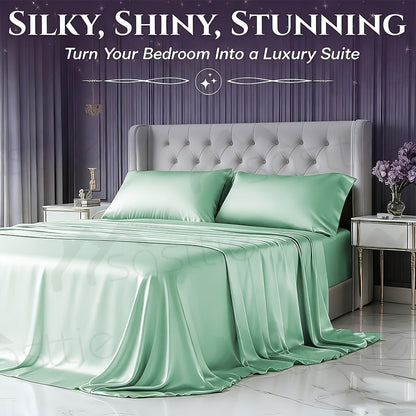 Four-Piece Sheet Set with Flat Sheet, Fitted Sheet, Two Pillowcases and 48 Exact Color-Size Options
