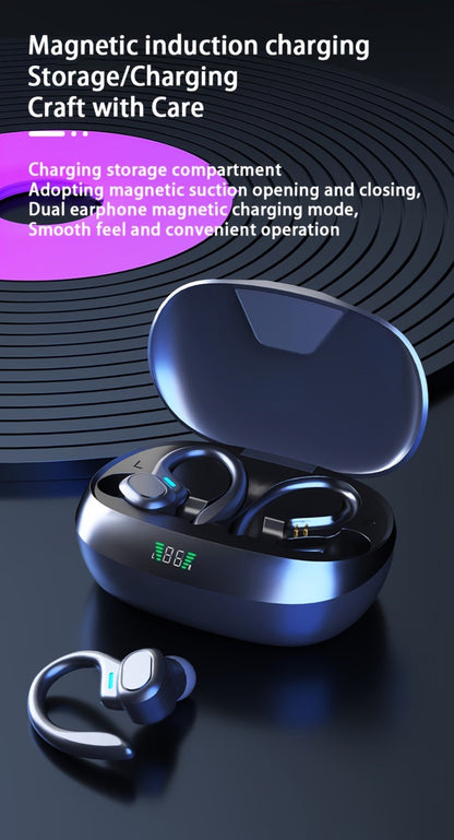 Wireless Earbuds Bluetooth 5.4 Open-Ear Sport Hooks with 24-Hour Playtime and LED Case for Running