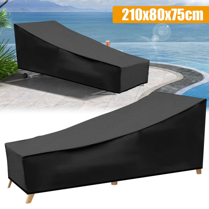 Black Chaise Lounge Cover with 210-by-80-by-75 cm Profile, Hem Cord and Pictured Storage Bag