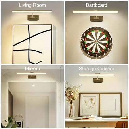 Picture Light 16 Inch Wireless Battery Powered LED Wall Light 6000mAh Rechargeable Remote Control Adjustable Brightness Art Light for Photo Frame Portrait Gallery Painting Home Decor Gold Black