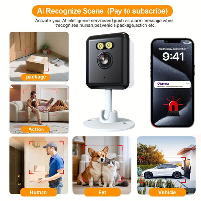 Indoor Security Camera 2-Pack with 3MP Video, Color Night Vision, Two-Way Audio and 2.4GHz WiFi