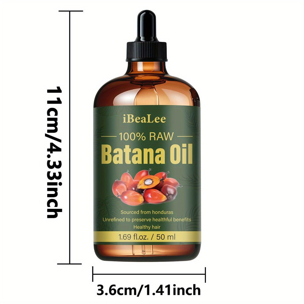 Hair Oil Batana 1.69oz Amber Dropper Bottle with Cold-Pressed Formula for Hair, Brow and Lash Application