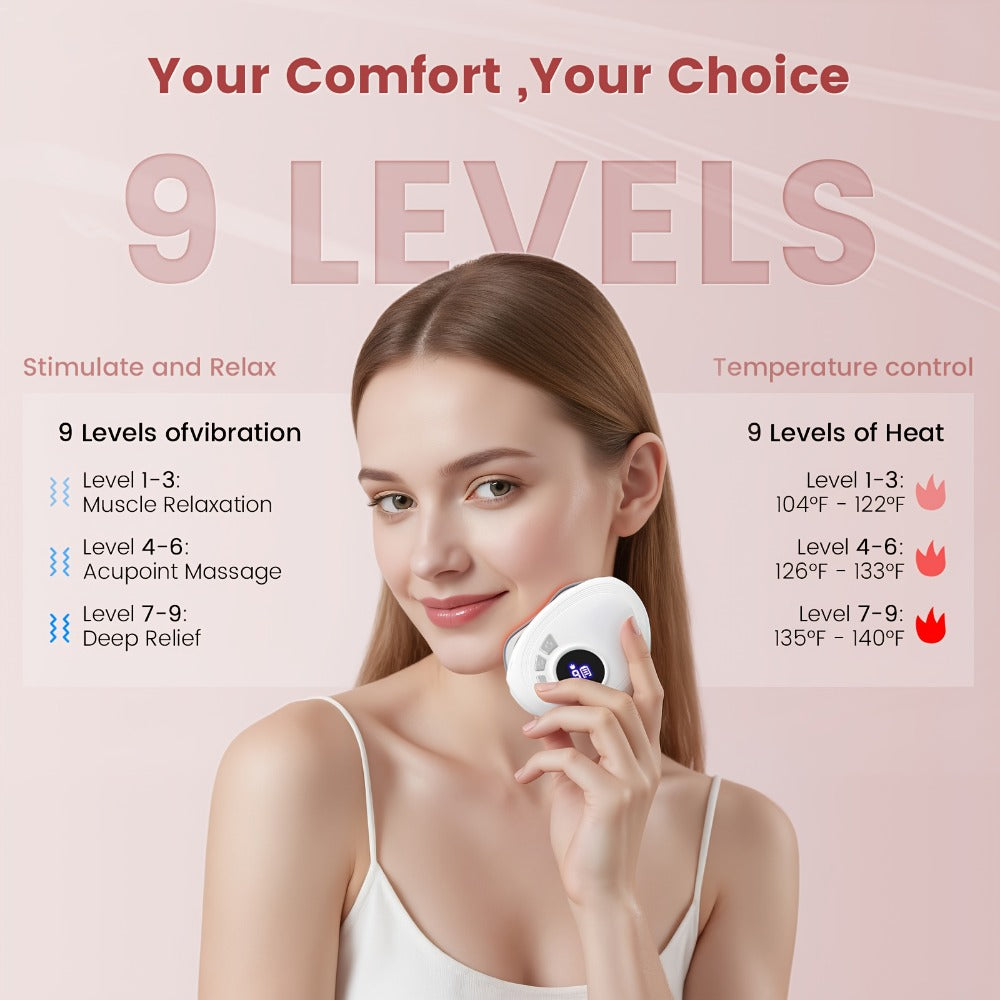 Electric Gua Sha Facial Sculpting Tool 9-Speed Vibration & Heat USB Rechargeable - Anti-Aging Skin Lifting Lymphatic Drainage Face Neck Massager - Home Spa Beauty Device for Women Skincare Gift