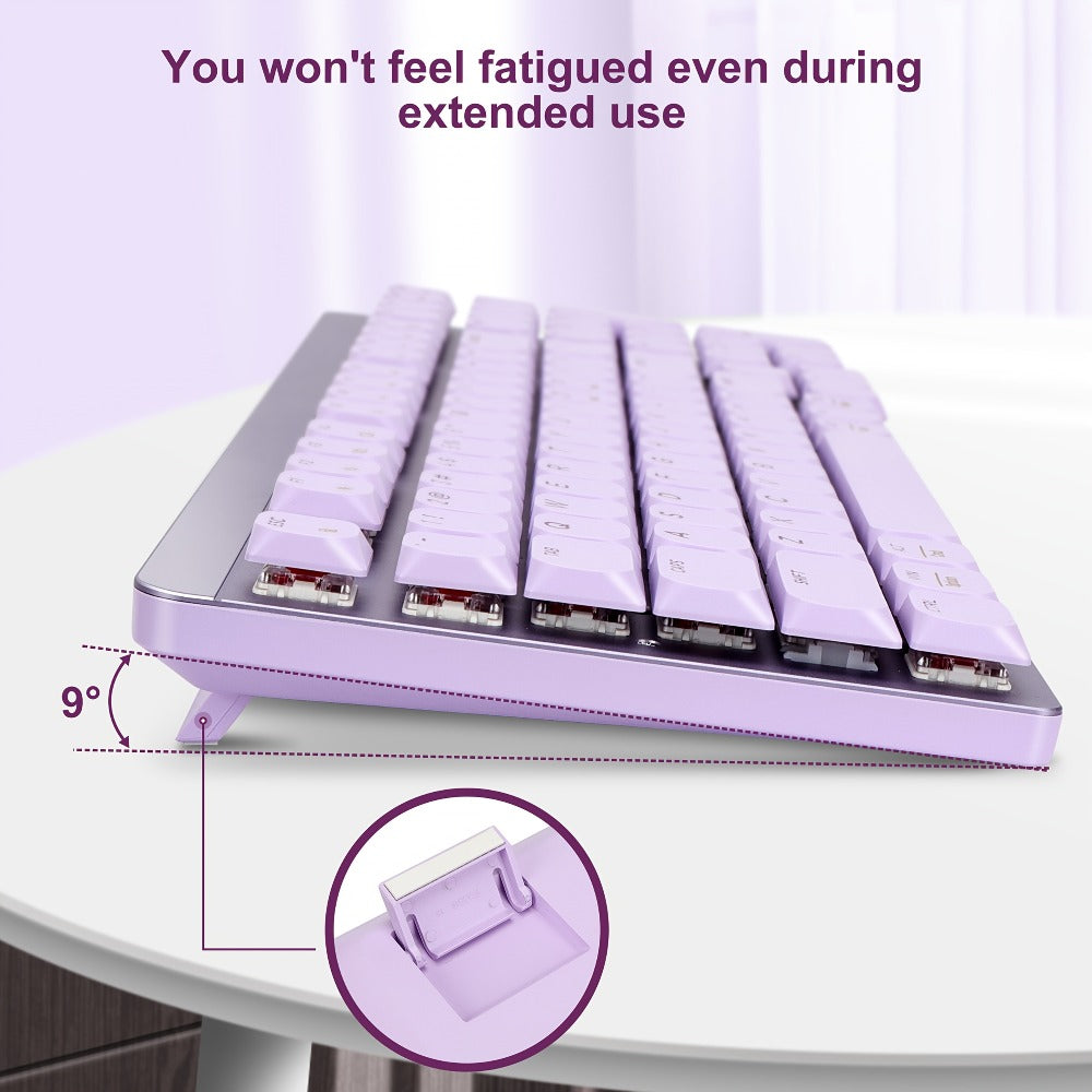 FA98 Low-Profile 98-Key Wireless Keyboard and Mouse Set with Purple, Silver or Pink Color Options