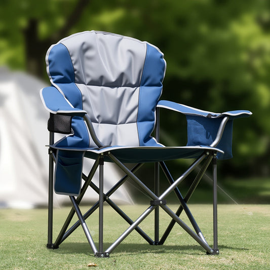 Heavy Duty Camping Folding Chair 500 LBS Capacity – Extra Large Outdoor Camp Chair with Organizer Bag, Cooler Bag, Cup Holder & Carry Bag for Lawn, Beach, Travel & Hiking – 1 Pack or 2 Pack