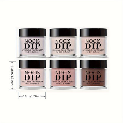 Nude Dipping Powder Set 6 Colors Light Beige Brown Neutral Shades Odorless Acrylic Nail Powder for French Manicure 3D Nail Art Extensions Carving No Lamp Gift for Women