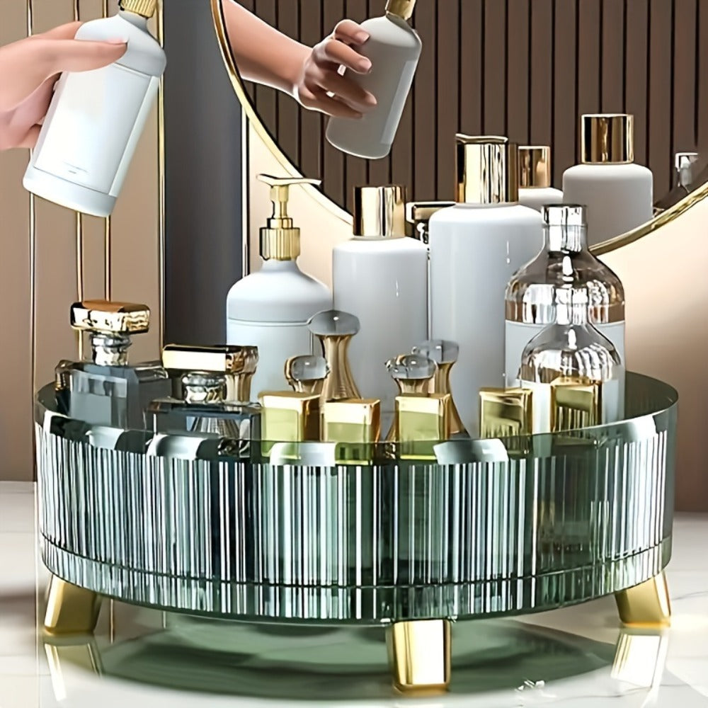 360° Rotating Makeup Organizer Large Capacity Spinning Cosmetic Storage Tower for Vanity Bathroom Kitchen Countertop Perfume Lipstick Skincare Holder