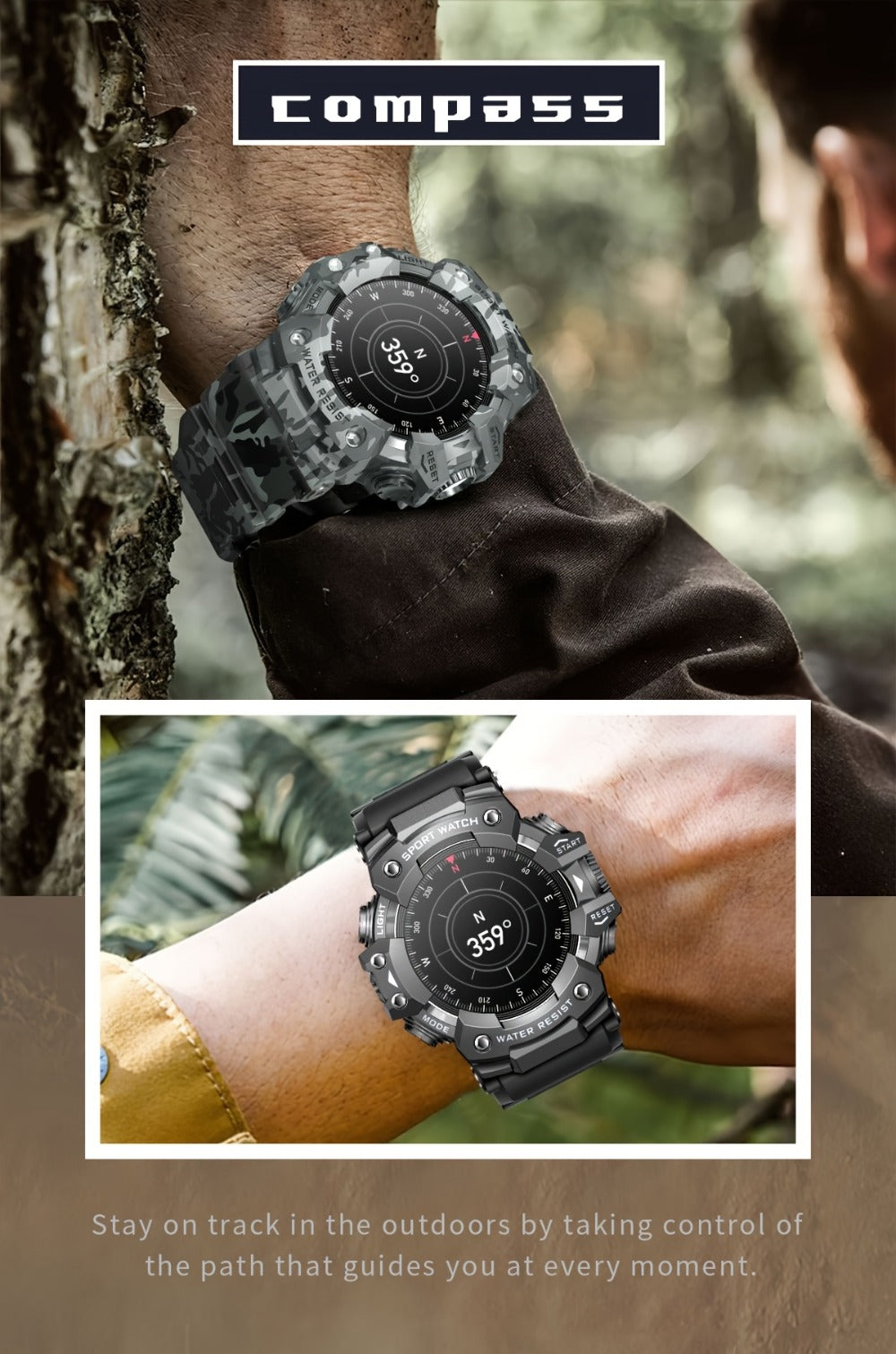 Smartwatch for Men 1.32 Inch Tactical Watch with LED Flashlight, SOS and 100+ Sport Modes in Eleven Colors