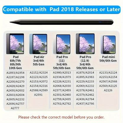 Rechargeable Stylus Pen for Listed 2018–2024 iPad Models with Magnetic Storage, Tilt Response and Four Color Bundles