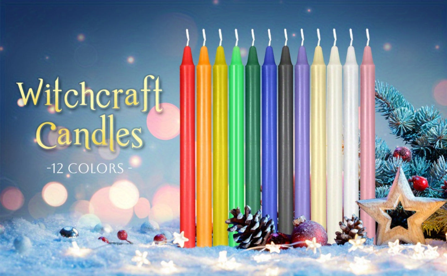 Unscented Chime Candle Set with 6.3-Inch Slim Paraffin Tapers in Assorted Colors and 24- or 48-Piece Packs