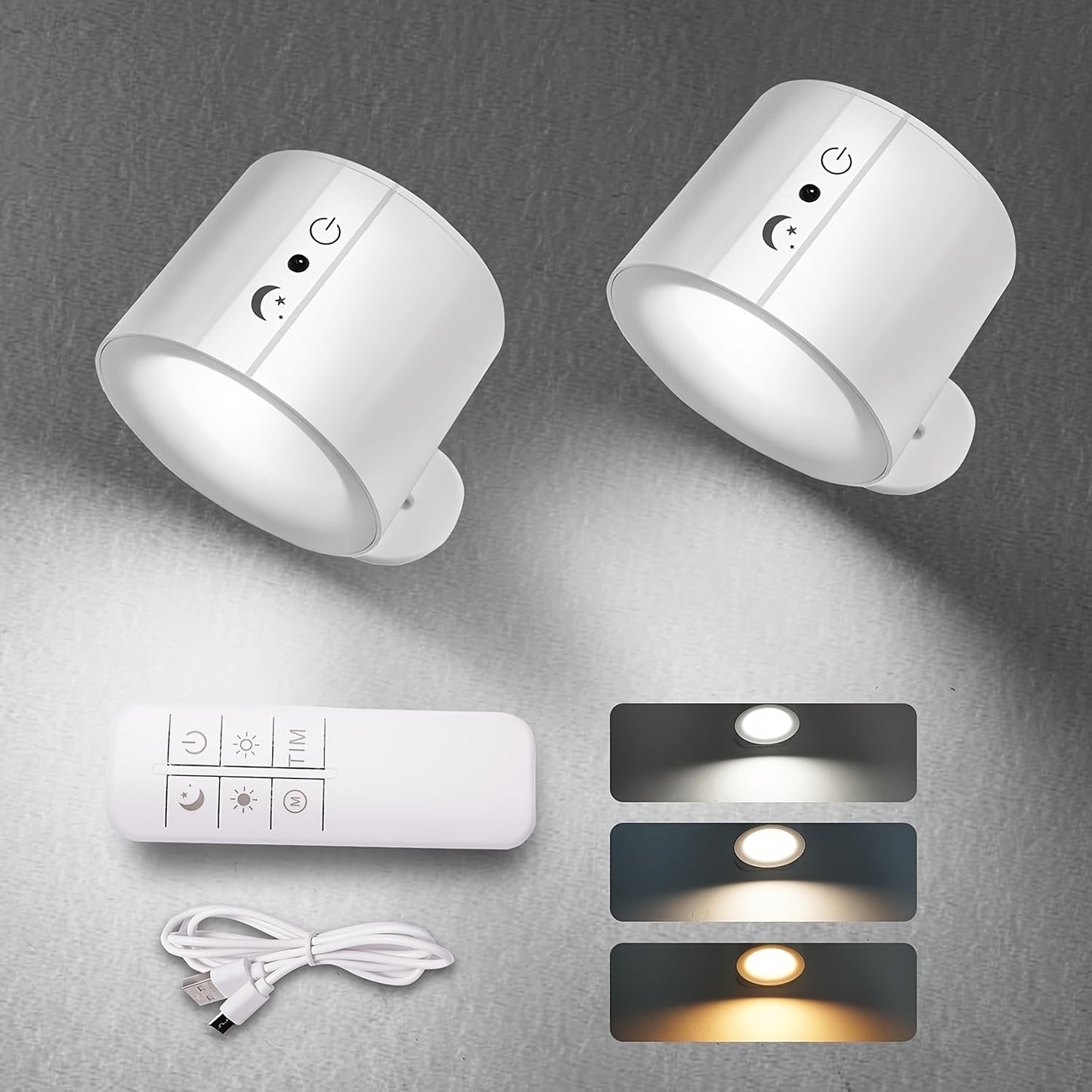Magnetic LED Wall Sconce with 360-Degree Rotation, Three Color Temperatures and One or Two-Light Options