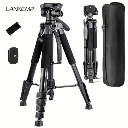 Camera Tripod 74 Inch Aluminum Alloy Heavy Duty with Dual Quick Release Plate, Phone Clip & Carrying Bag – Professional Stand for DSLR, Mirrorless, Webcam, Projector & Spotting Scope
