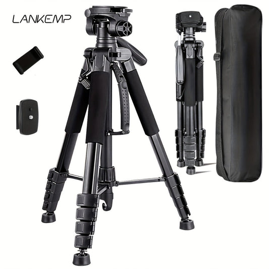 Camera Tripod 74 Inch Aluminum Alloy Heavy Duty with Dual Quick Release Plate, Phone Clip & Carrying Bag – Professional Stand for DSLR, Mirrorless, Webcam, Projector & Spotting Scope