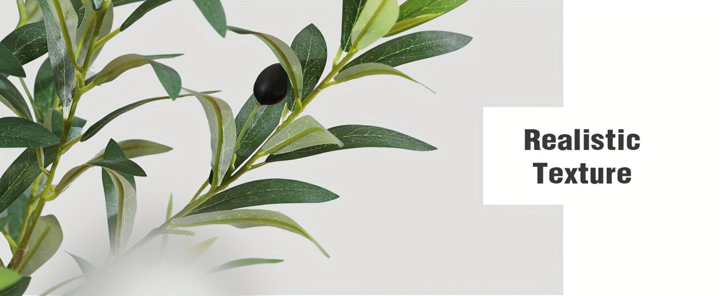 Artificial Olive Tree Indoor 5FT 6FT 7FT 8FT Potted Faux Olive Tree with Lifelike Trunk Branches Silk Leaves Fruits – Large Fake Plant for Living Room Office Home Decor