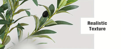 Artificial Olive Tree Indoor 5FT 6FT 7FT 8FT Potted Faux Olive Tree with Lifelike Trunk Branches Silk Leaves Fruits – Large Fake Plant for Living Room Office Home Decor