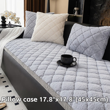 Sofa Cover Plush-Texture Cushion Panels in Pillowcase and 1, 2, 3 or 4-Seat Dimensions in Four Colors