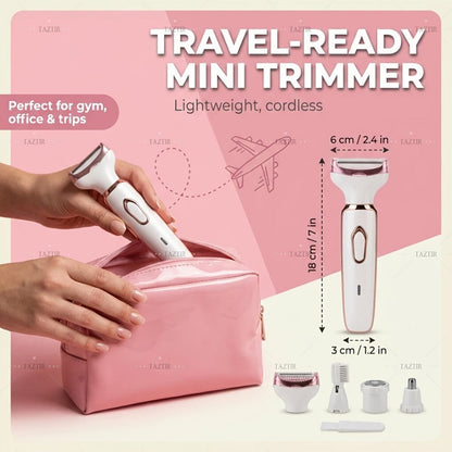 Electric Shaver 4-in-1 Women’s Grooming Kit with USB Charging for Face, Nose, Legs, Underarms and Bikini