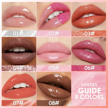 Pearlescent Glitter Lip Gloss Set 8 Pieces with Moisturizing Lip Oil Formula — High Shine Long-Lasting Non-Sticky Multi-Shade Collection for Women Everyday Wear & Glam Looks Gift