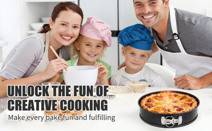 Springform Cake Pan Set, Nonstick Carbon Steel Cheesecake Pan with Removable Bottom & Locking Latch, Round Springform Pan for Cheesecake Pizza Quiche Mousse, 4-Inch Set or 4"/7"/9" 3-Piece Set