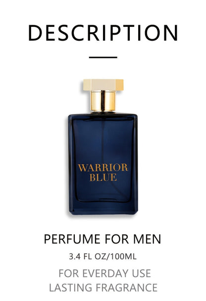 Warrior Blue Men's Eau de Toilette 3.4 oz — Bold Aromatic Cologne Spray | Long-Lasting Masculine EDT | Single Bottle or 3-Piece Gift Set for Him