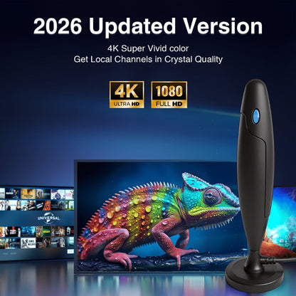 AI Smart TV Antenna Indoor with Signal Booster Amplifier – 4K 1080P HD, Digital Tuner, Range Extender, Home Theater & Streaming Compatible, Ultra Signal Pro