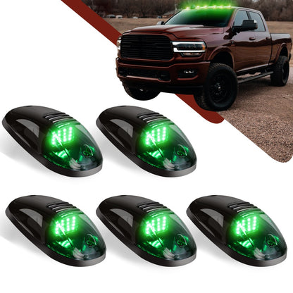 5pcs LED Cab Roof Marker Lights 16/24 LED 12V Super Bright UV-Resistant ABS Lens with Wiring Harness Kit for 2003-2018 Pickup Trucks 1500 2500 3500 4500 5500, White Amber Red Blue Green Purple