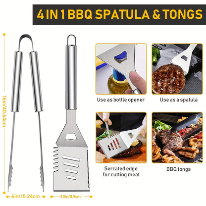 Griddle Tool Set 34 Piece 304 Stainless Steel Flat Top Grill Accessories with Spatula, Tongs & Scraper – Teppanyaki BBQ Tools for Outdoor Camping, Family Cookouts & School Lunches