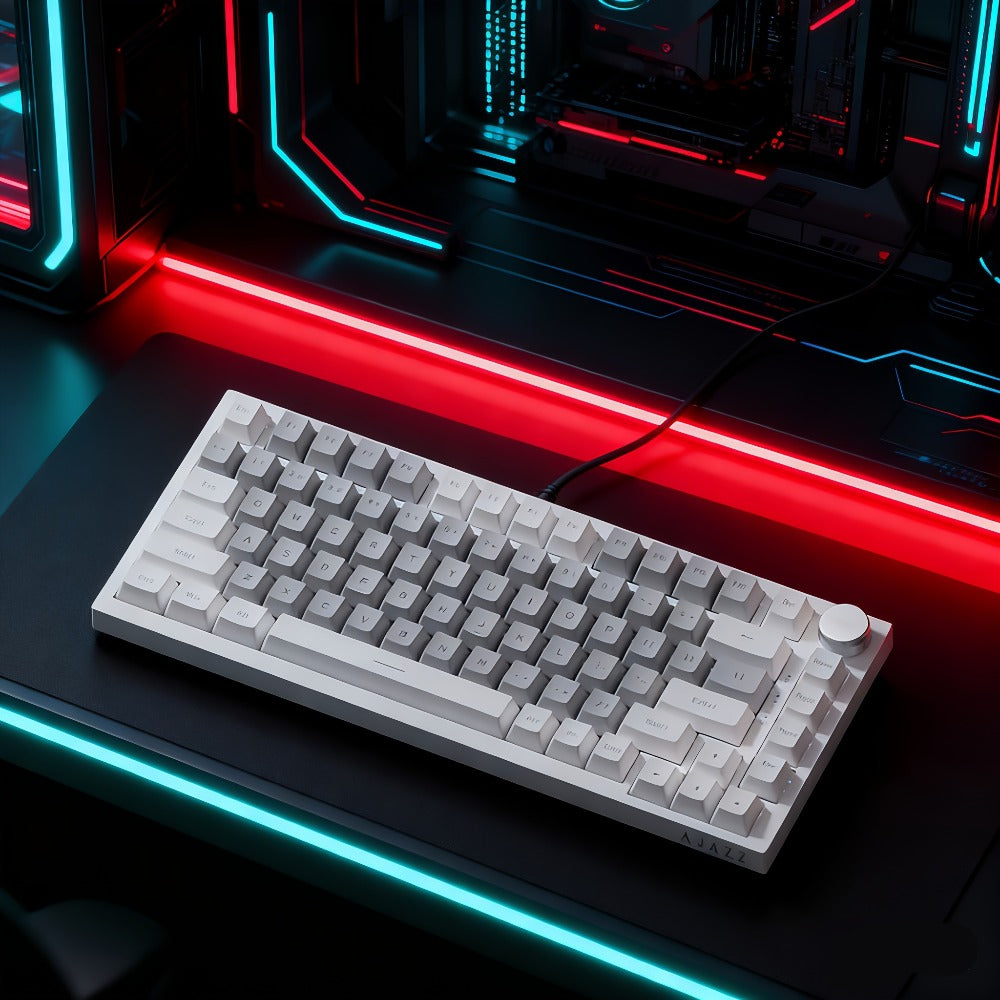 Hot Swap Gasket Mechanical Keyboard AJAZZ AK820 75% – Wireless 2.4GHz & Wired, Volume Knob, South-Facing RGB, Poron Foam, PBT Keycaps, Programmable, 11 Switch & Color Options for PC & Mac