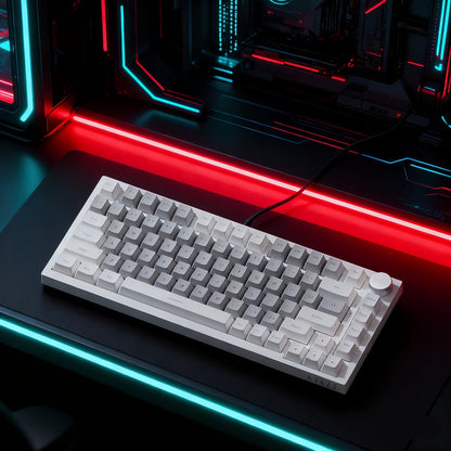 Hot Swap Gasket Mechanical Keyboard AJAZZ AK820 75% – Wireless 2.4GHz & Wired, Volume Knob, South-Facing RGB, Poron Foam, PBT Keycaps, Programmable, 11 Switch & Color Options for PC & Mac