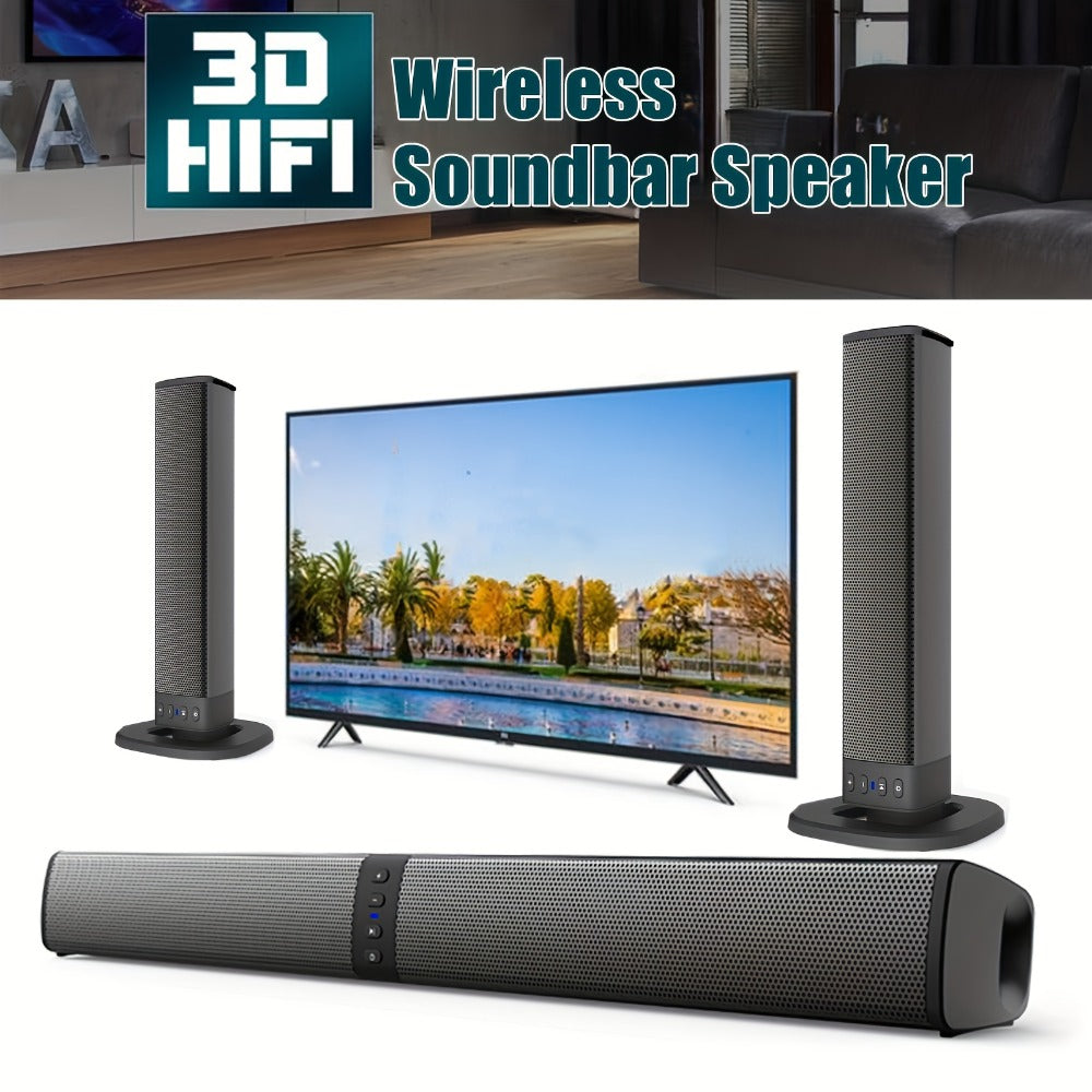 2-in-1 Detachable Wireless Soundbar for Smart TV – Surround Sound Bar with Bluetooth, RCA & AUX, Volume Control, Compatible with TV, PC, Gaming & Projectors