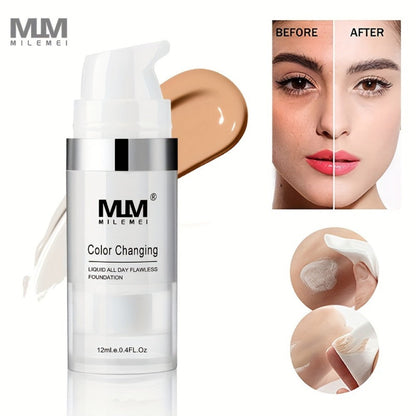Color Changing BB Cream Foundation Set 3pcs Matte Oil Control extended-wear Smudge Proof Concealer Base Skin Tone Adaptive Face Makeup for
