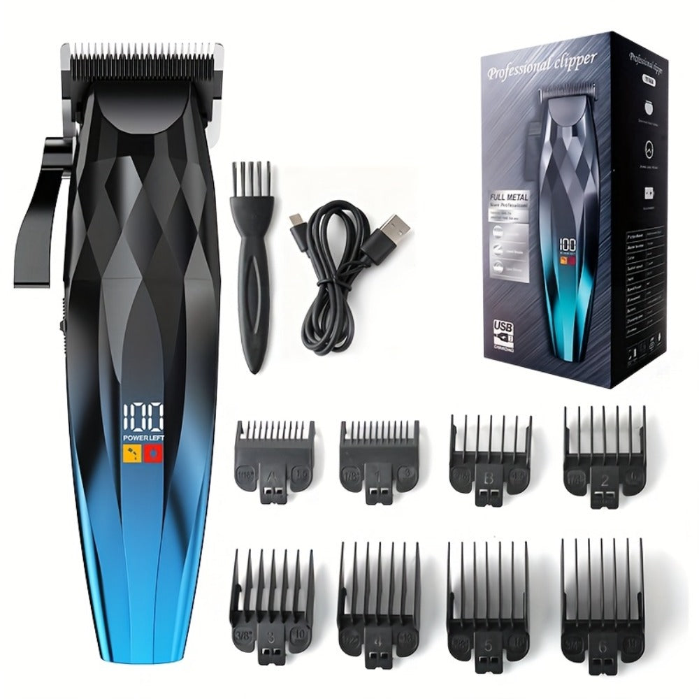 Hair Clipper Cordless Ceramic-Blade Trimmer with 7000RPM Motor, Eight Guide Combs and Three Colors