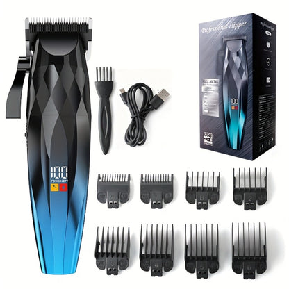 Hair Clipper Cordless Ceramic-Blade Trimmer with 7000RPM Motor, Eight Guide Combs and Three Colors