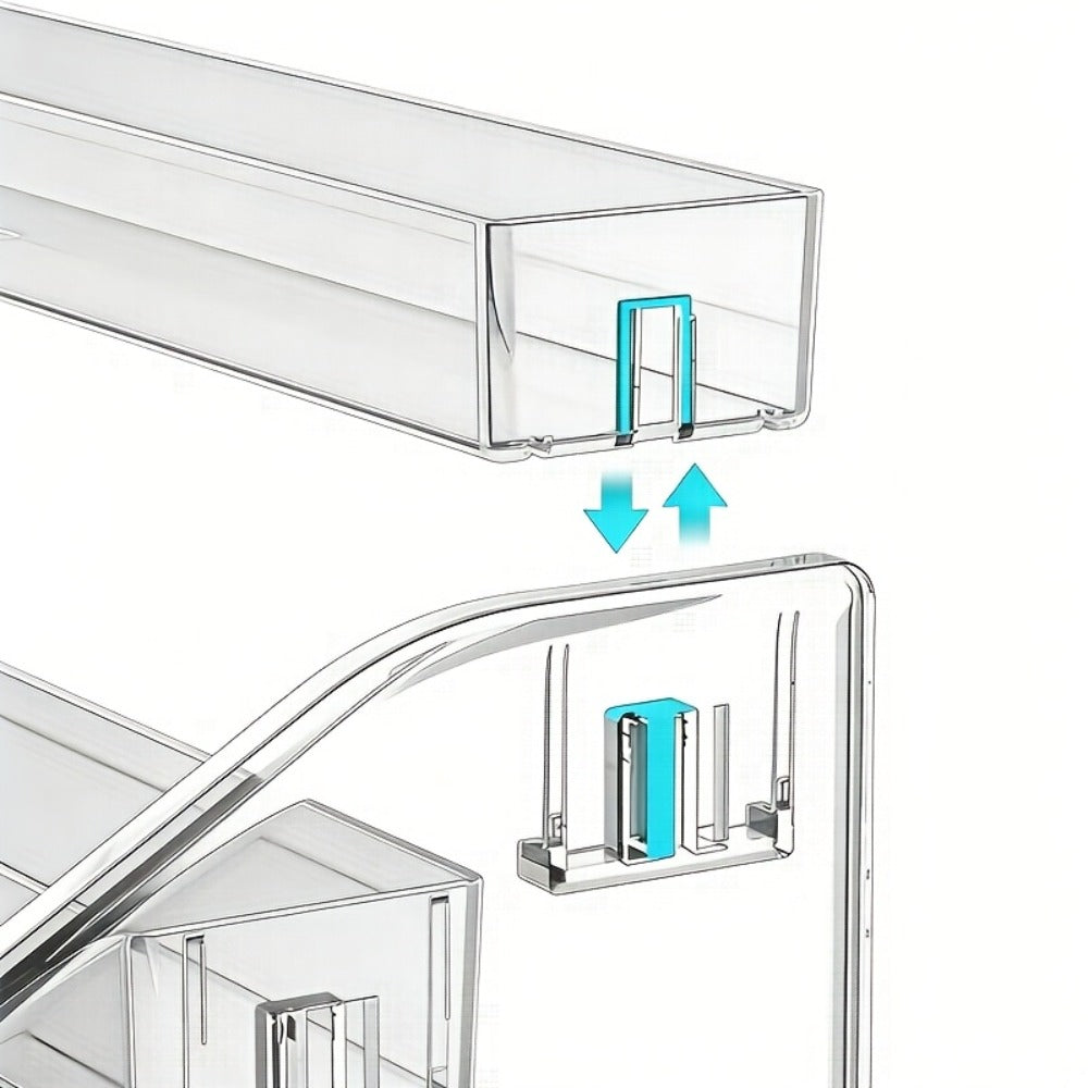 Four-Tier Clear Nail Polish Display Rack with Stepped Shelves and Transparent Checkout Configuration