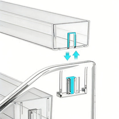 Four-Tier Clear Nail Polish Display Rack with Stepped Shelves and Transparent Checkout Configuration