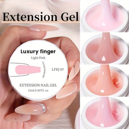 Six-Color Builder Gel Set, 15ml Each in Clear, White, Milky Jelly, Light Pink, Pink and Nude for Nail Extensions
