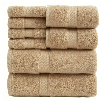 Towel Set 8 or 16 Piece Thickened Bath, Hand and Washcloth Collection in Multiple Solid Colors