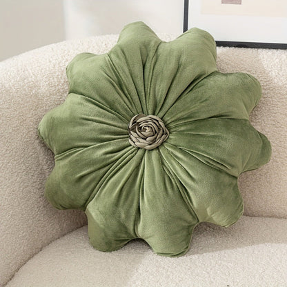Round Flower Shaped Throw Pillow with Insert 16 Inch Soft Knit Decorative Cushion Machine Washable Zipper for Sofa Bed Car Home Decor 5 Colors